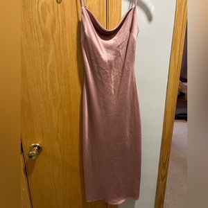 Express pink satin midi dress